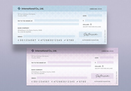 Blank Check or Cheque Template