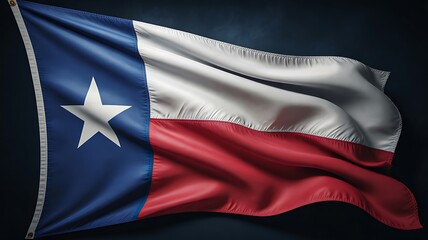 Realistic texas state flag waving in the wind against dark background
