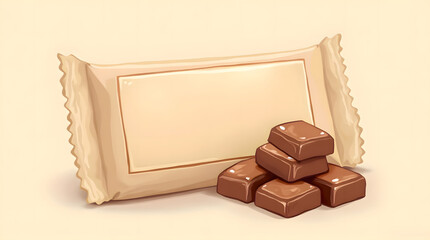 Milk Chocolate Bar with Blank Packaging Mockup