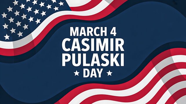 March four casimir pulaski day american flag background
