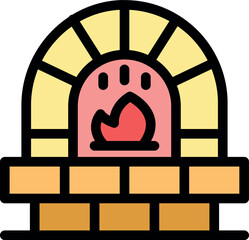 Naklejka premium Colorful illustration of a brick oven with a bright flame