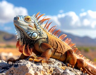 Fototapeta premium iguana on the rock