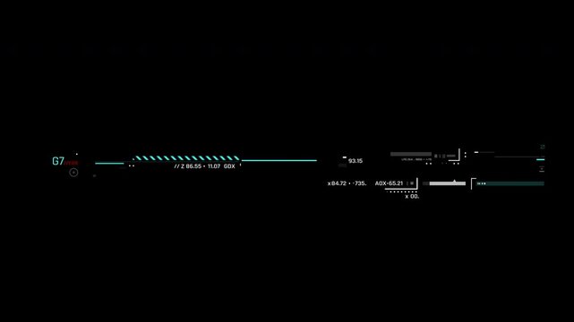4K animation of futuristic HUD data interface overlay with digital charts, code elements, and technology graphics. Ideal for video editing, presentations, and cyber themed projects