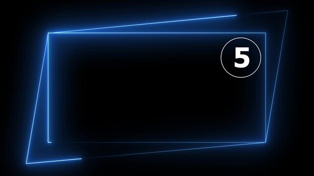 10 Second Countdown Animation: Nice Neon Battery Frame with Glowing Numbers for Video Intros and Gaming