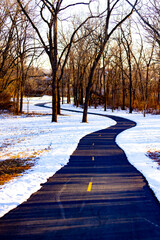 Snowy path road in winter
