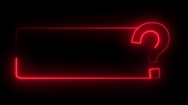 Neon Question Mark Box Frame: Glowing Rectangular Border Animation on Black Background