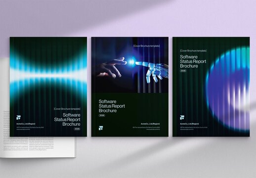 Brochure Cover Template & Front Page Design ft Abstract Glass Ripple Effect in Futuristic Tech Style