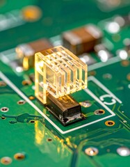 Macro shot of a circuit board component, intricate details in focus