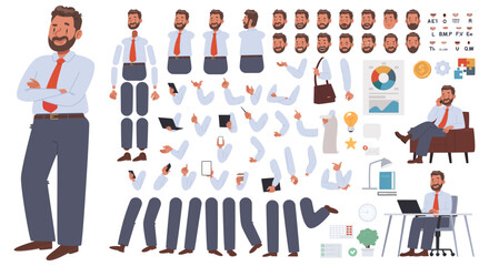 Office manager character creation kit with poses and gestures