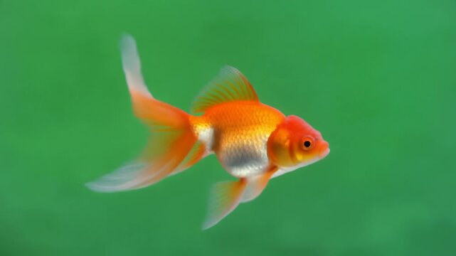 Hot greenscreen goldfish isolated aquatic animal orange fish transparent background footage for video editing compositing animation motion graphics production studio asset high quality clean 4khd