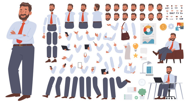 Office manager character creation kit with poses and gestures
