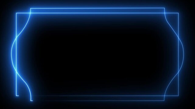 Neon Border Frame Animation, Glowing Futuristic Rectangular Loop for Digital Signage and Video Overlay