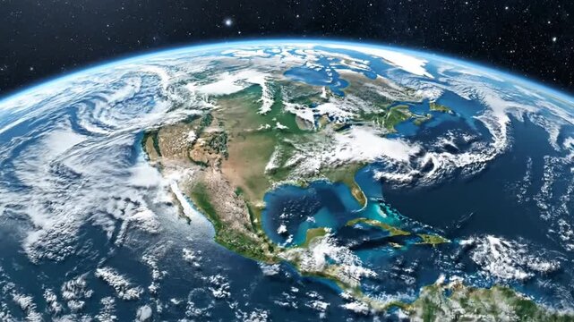 Planet Earth view from space with visible North America