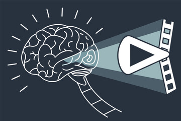 AI Video Intelligence Icon with Play Button and Neural Glow Effects