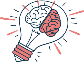 AI Innovation Icon Featuring Brain Inside Lightbulb for Ideas and Intelligence