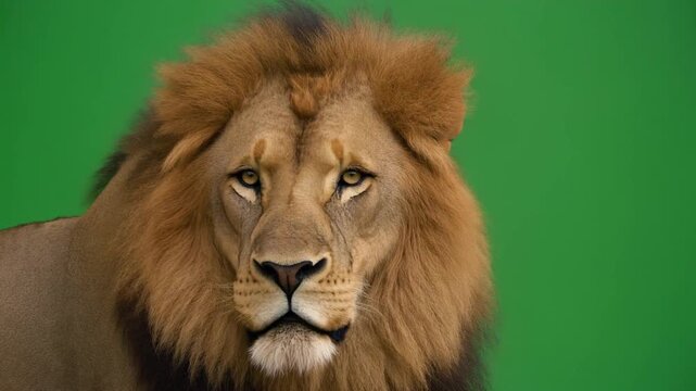 High resolution greenscreen lion realistic wildlife king animal footage for editors filmmakers visualeffects artists needing isolated predator clip professional usage