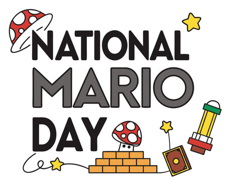 National Mario Day Design, Classic Video Game Character Vector Illustration