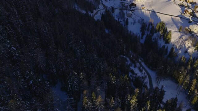 Sass Pordoi Cable Car Over Arabba Mountain Village In The Dolomites, Italy. POV Shot