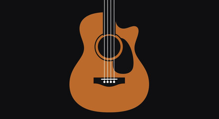 Obraz premium Acoustic guitar with a dark background and a cutaway body.