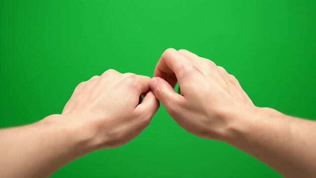Hands Doing a Series of Actions on a Green Screen Background Including Clapping and Fist Bumping