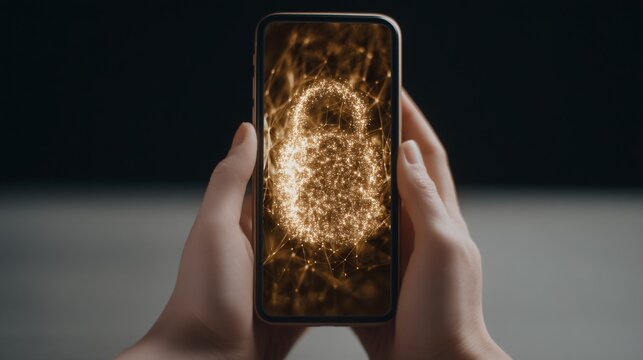 hands holding smartphone with strong password generator UI, clean modern tech lifestyle shot