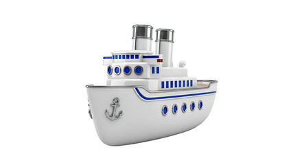 Obraz premium Cartoon-style cruise ship with anchor and portholes