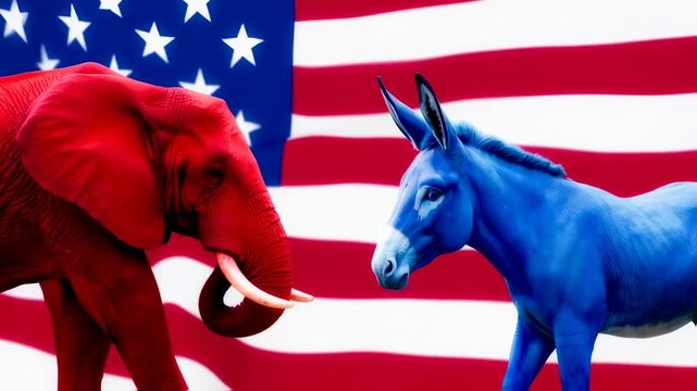 Political Divide - Elephant vs Donkey in American Politics.