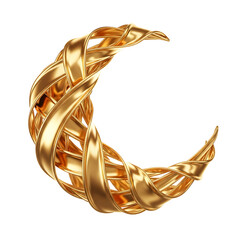 Abstract Golden Moon Shape Made of Intertwined Ribbons - Modern Islamic Symbol