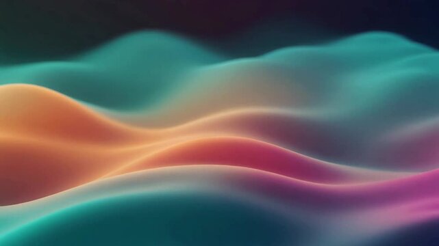 Vibrant Teal‑Orange‑Purple Wavy Lines Dance Across Dark Canvas in Abstract Digital Illustration