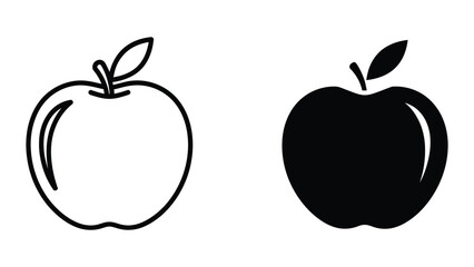 Simple apple icons in black and white
