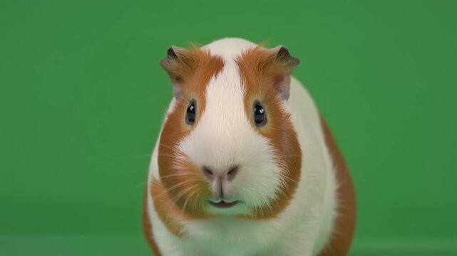 Realistic Style Guinea pig greenscreen furry cute rodent green background chroma footage asset for video editors motion artists and studios needing authentic animal element ultra details