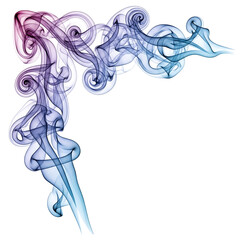 Abstract Swirls of Pink and Blue Smoke Forming Elegant Curves on White Background