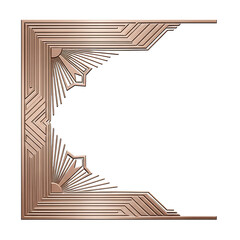 Art Deco Copper Corner Accent with Sunburst Geometric Design - Vintage Glamour Element