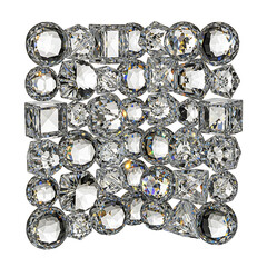 A rich array of sparkling diamonds and gemstones in various cuts and sizes.