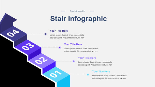 3D Stair Infographic with 5 Steps for Process Visualization