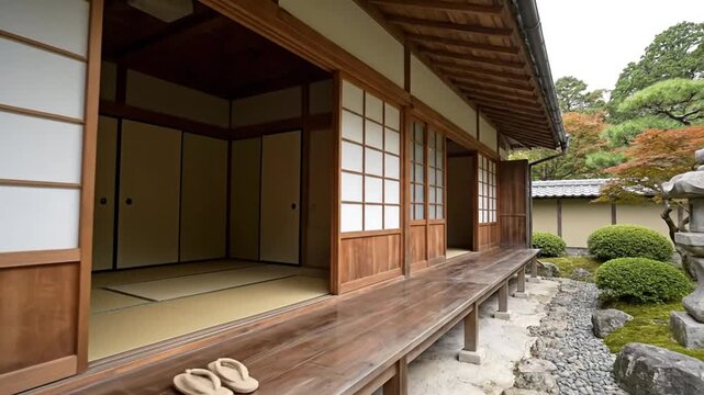 Japanese home exterior garden.