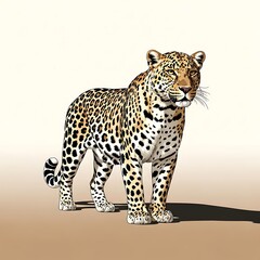 Fototapeta premium Leopard Standing on Desert Sand.