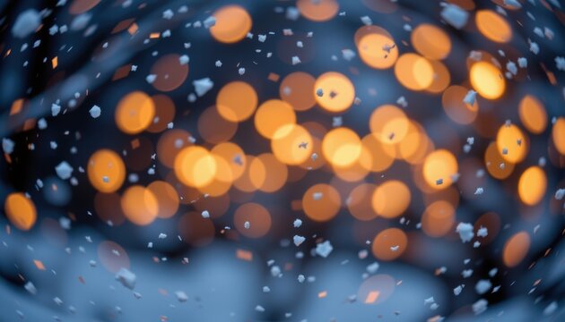 golden bokeh snowfall 154: subtle warm candlelight bokeh over dark navy winter background, soft diffused glow, diagonal drifting particles, elegant festive mood, perfect for presentation slide.