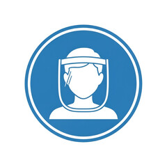 Fototapeta premium Person Wearing Face Shield Protection Icon Isolated on Blue Background