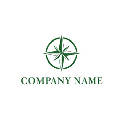 Obraz premium Green Compass Logo Design Template for Company Branding.