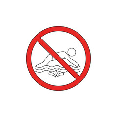 No Swimming Prohibited Sign on White Background