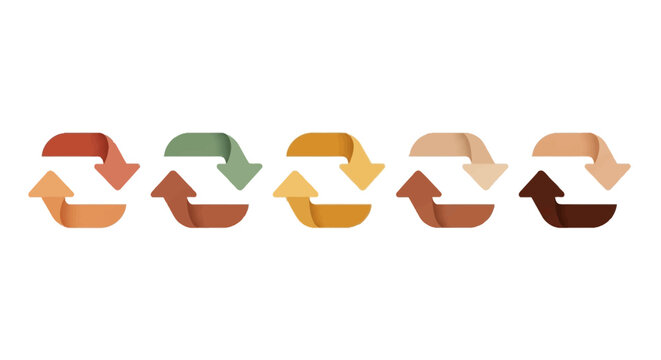Diverse loop arrows in various skin tones, symbolizing continuous process, recycling, and inclusion