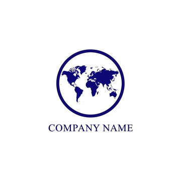 Global company logo template with world map.