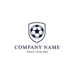 Soccer Ball Shield Logo Template for Sports Company Branding.