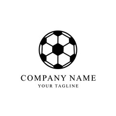 Obraz premium Black and white soccer ball logo template for sports company branding.