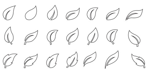 Obraz premium Leaf line icons. Vector illustration include icon - botany, herbal, ecology, bio, organic, vegetarian, eco, fresh, nature outline pictogram for flora