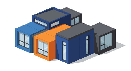 Fototapeta premium Modern residential house building isometric illustration icon