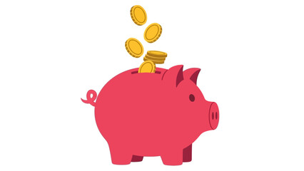 Obraz premium Pink Piggy Bank with Falling Gold Coins