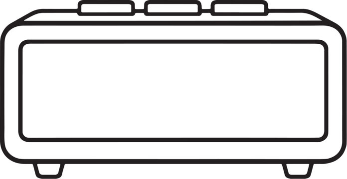 Digital Alarm Clock Blank Display Black and White Line Art Icon