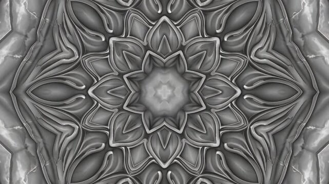 Minimalist gray mandala geometric pattern with symmetrical radial ornament and soft monochrome gradient aesthetic for background wallpaper template design modern decor and calming meditation visual